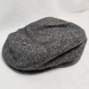 Vintage Eddie Bauer Harris Tweed Newsboy Cap Gray Hand Woven Ear Flaps Size M